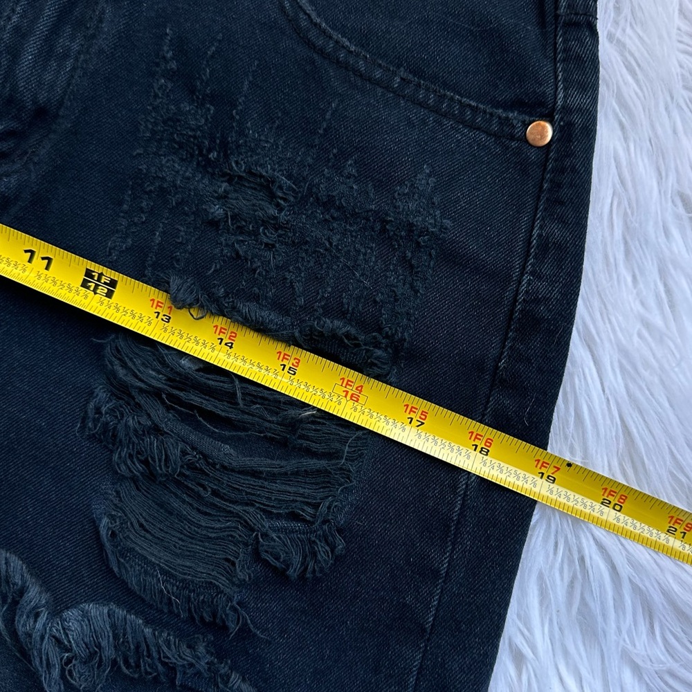 Signature Eight • Black Denim Distressed Mini Skirt - Picture 6 of 11